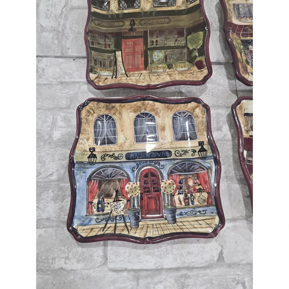 4 Certified International Kate McRostie Plates French Boulevard series 9